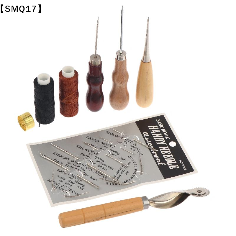 Groover Stitching Tool - Leder-Nähwerkzeug-Set, Nadeln mit Holzgriff, Stechnadel, gewachster