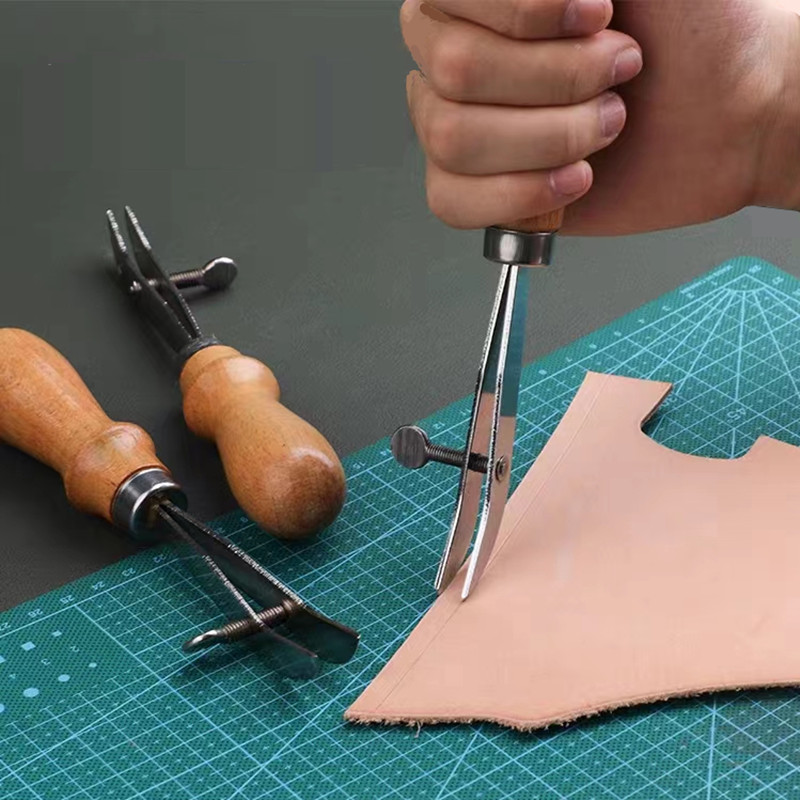 Groover Stitching Tool - Einstellbare Leder Rand Falzmaschine Glasritzrades Crimpen