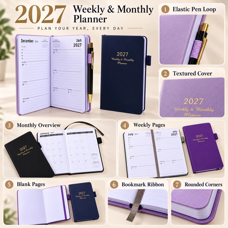 2027 Wochen- und Monatsplaner, – Leather Work Diary Covers Bewertung und Preis